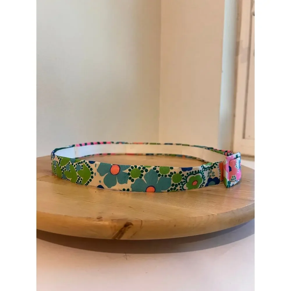 Vintage 1970s Bright Floral Mod Print Fabric Wrap Belt Size Large - Free Size